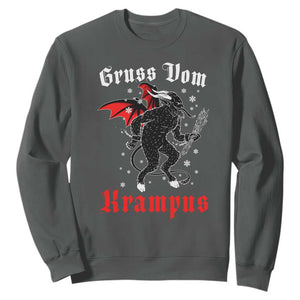 Christmas Krampus Sweatshirt Scary Horror Goth Xmas Gruss Von Krampus TS10 Dark Heather Print Your Wear