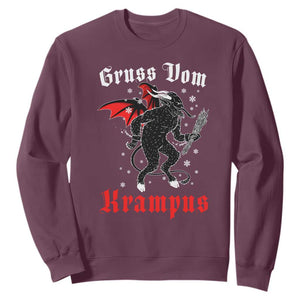 Christmas Krampus Sweatshirt Scary Horror Goth Xmas Gruss Von Krampus TS10 Maroon Print Your Wear
