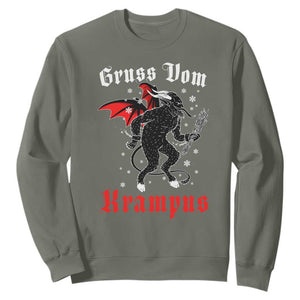 Christmas Krampus Sweatshirt Scary Horror Goth Xmas Gruss Von Krampus TS10 Military Green Print Your Wear