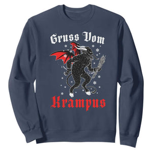 Christmas Krampus Sweatshirt Scary Horror Goth Xmas Gruss Von Krampus TS10 Navy Print Your Wear