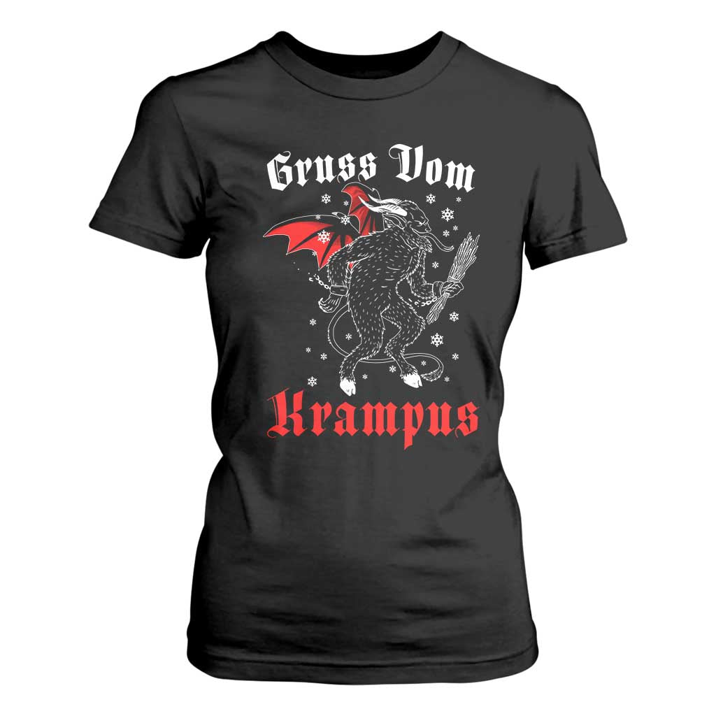Christmas Krampus T Shirt For Women Scary Horror Goth Xmas Gruss Von Krampus TS10 Black Print Your Wear