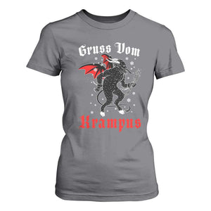 Christmas Krampus T Shirt For Women Scary Horror Goth Xmas Gruss Von Krampus TS10 Charcoal Print Your Wear