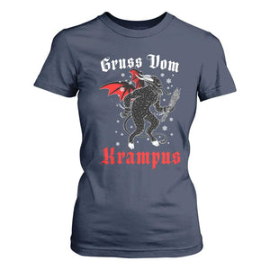 Christmas Krampus T Shirt For Women Scary Horror Goth Xmas Gruss Von Krampus TS10 Navy Print Your Wear