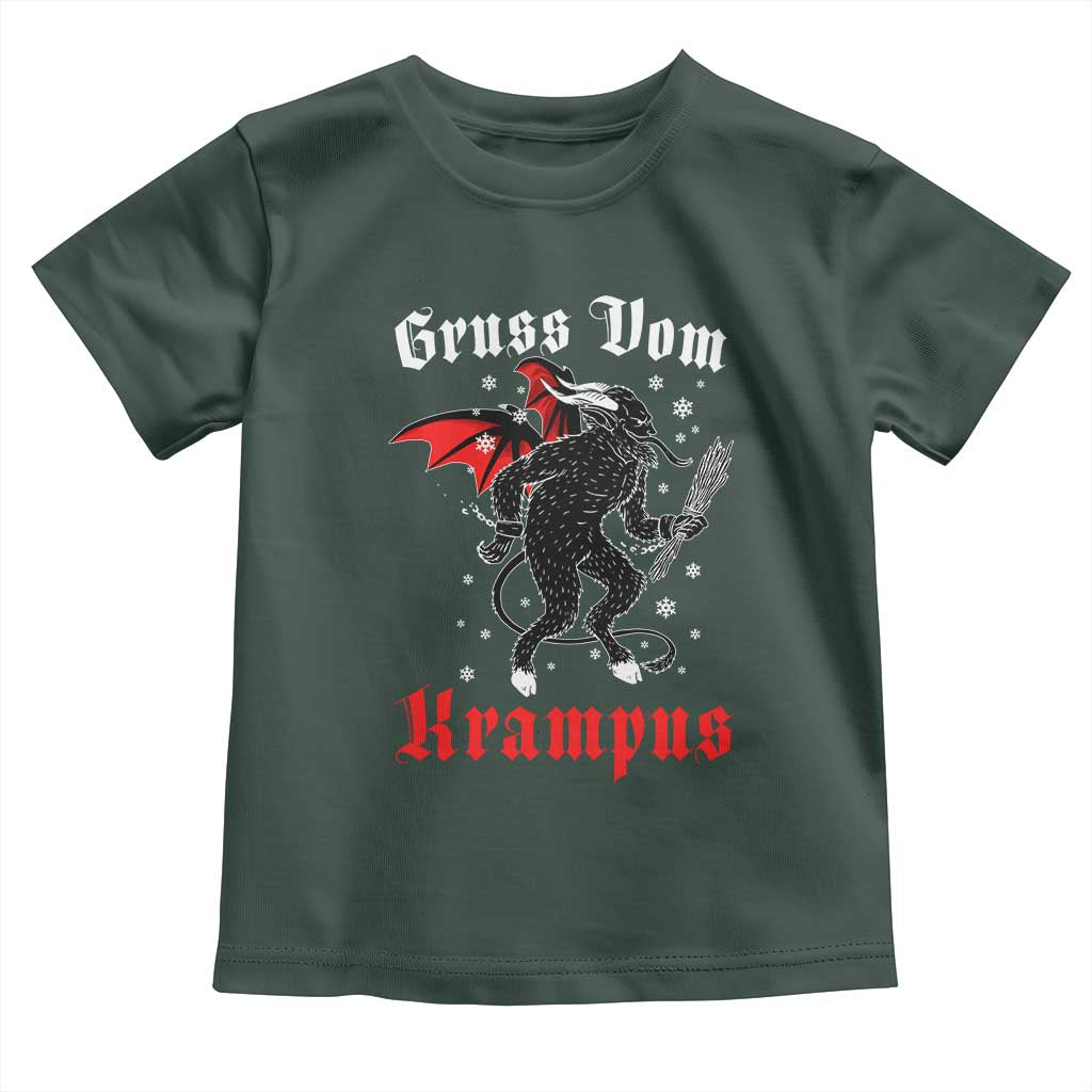 Christmas Krampus Toddler T Shirt Scary Horror Goth Xmas Gruss Von Krampus TS10 Dark Forest Green Print Your Wear