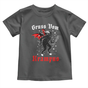 Christmas Krampus Toddler T Shirt Scary Horror Goth Xmas Gruss Von Krampus TS10 Dark Heather Print Your Wear