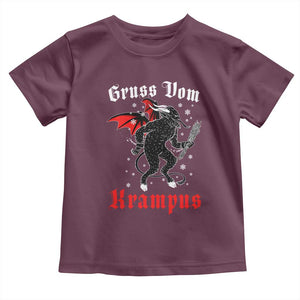 Christmas Krampus Toddler T Shirt Scary Horror Goth Xmas Gruss Von Krampus TS10 Maroon Print Your Wear