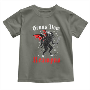 Christmas Krampus Toddler T Shirt Scary Horror Goth Xmas Gruss Von Krampus TS10 Military Green Print Your Wear
