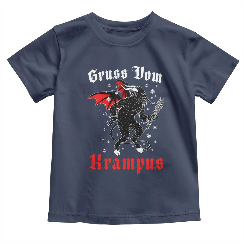 Christmas Krampus Toddler T Shirt Scary Horror Goth Xmas Gruss Von Krampus TS10 Navy Print Your Wear