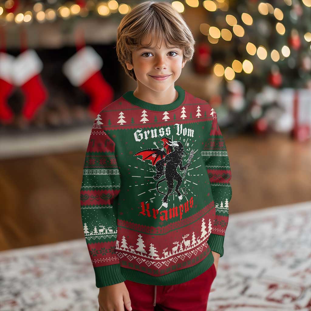 Krampus Ugly Christmas Sweater Scary Horror Goth Xmas Gruss Von Krampus TS10 Christmas Print Your Wear