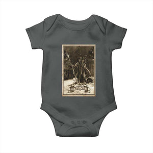 Christmas Krampus Baby Onesie Xmas Horror Ugly Sweater Krampus Tarot Card Evil Pajama TS10 Dark Heather Print Your Wear