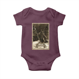 Christmas Krampus Baby Onesie Xmas Horror Ugly Sweater Krampus Tarot Card Evil Pajama TS10 Maroon Print Your Wear