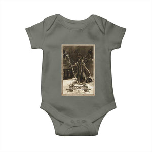 Christmas Krampus Baby Onesie Xmas Horror Ugly Sweater Krampus Tarot Card Evil Pajama TS10 Military Green Print Your Wear