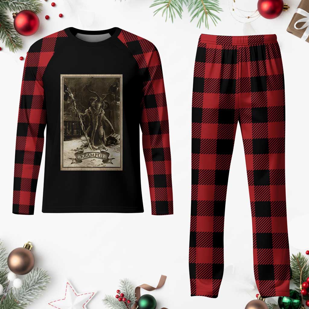 Krampus Plaid Pajama Set Xmas Horror Ugly Sweater Krampus Tarot Card Evil Pajama TS10 Buffalo Plaid Print Your Wear