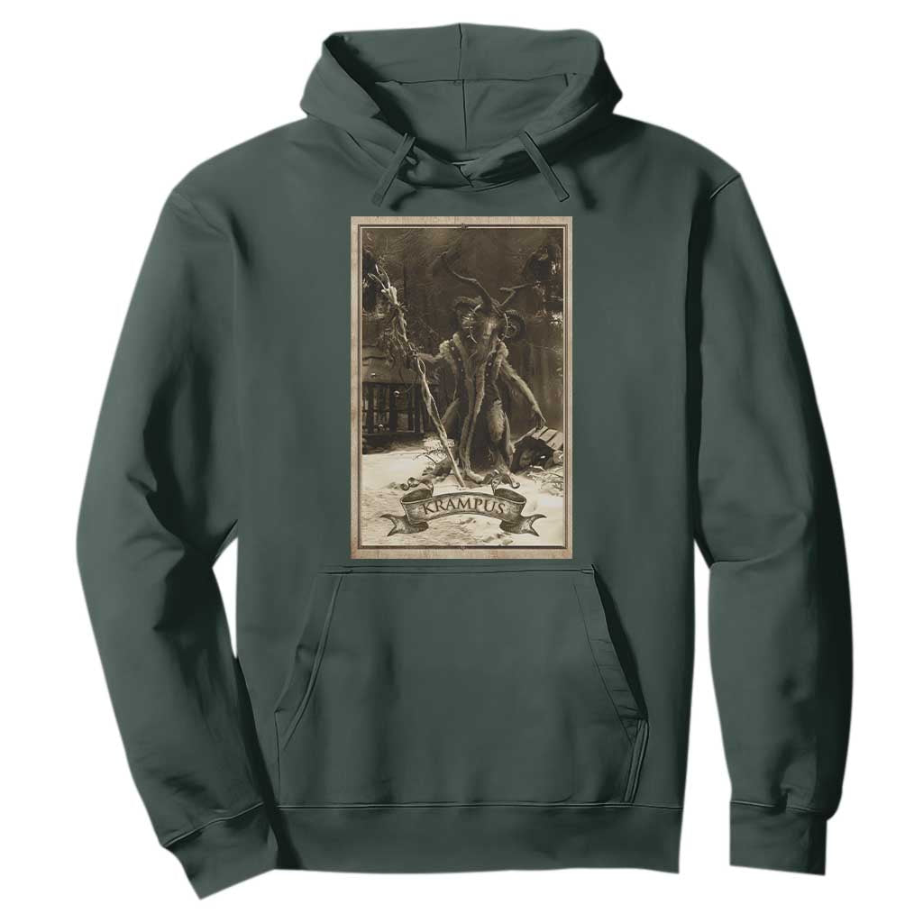 Christmas Krampus Hoodie Xmas Horror Ugly Sweater Krampus Tarot Card Evil Pajama TS10 Dark Forest Green Print Your Wear
