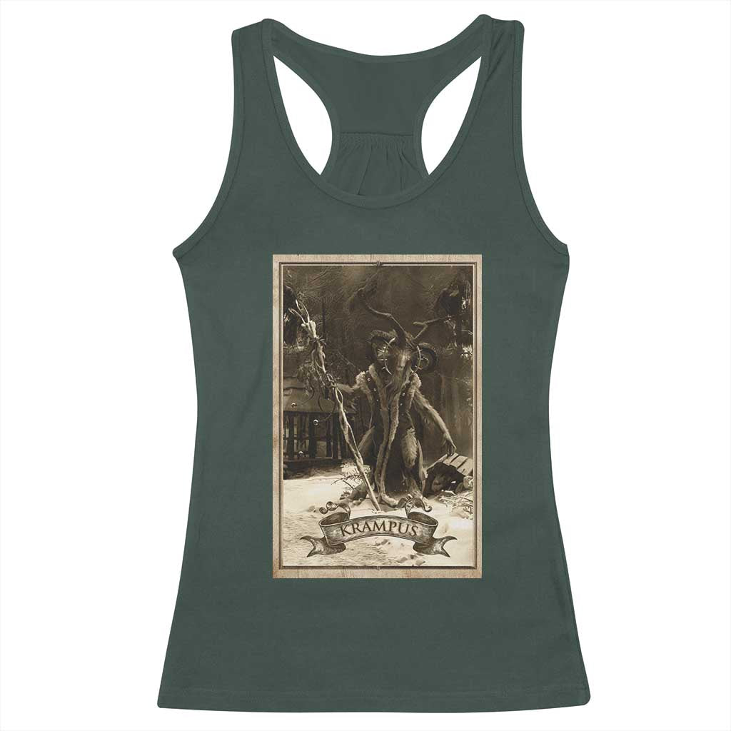 Christmas Krampus Racerback Tank Top Xmas Horror Ugly Sweater Krampus Tarot Card Evil Pajama TS10 Dark Forest Green Print Your Wear