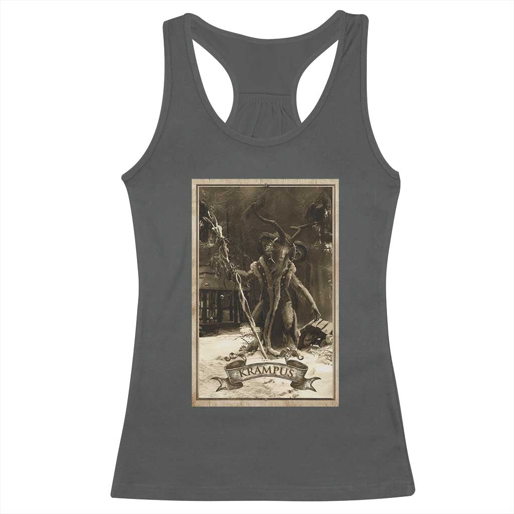 Christmas Krampus Racerback Tank Top Xmas Horror Ugly Sweater Krampus Tarot Card Evil Pajama TS10 Dark Heather Print Your Wear