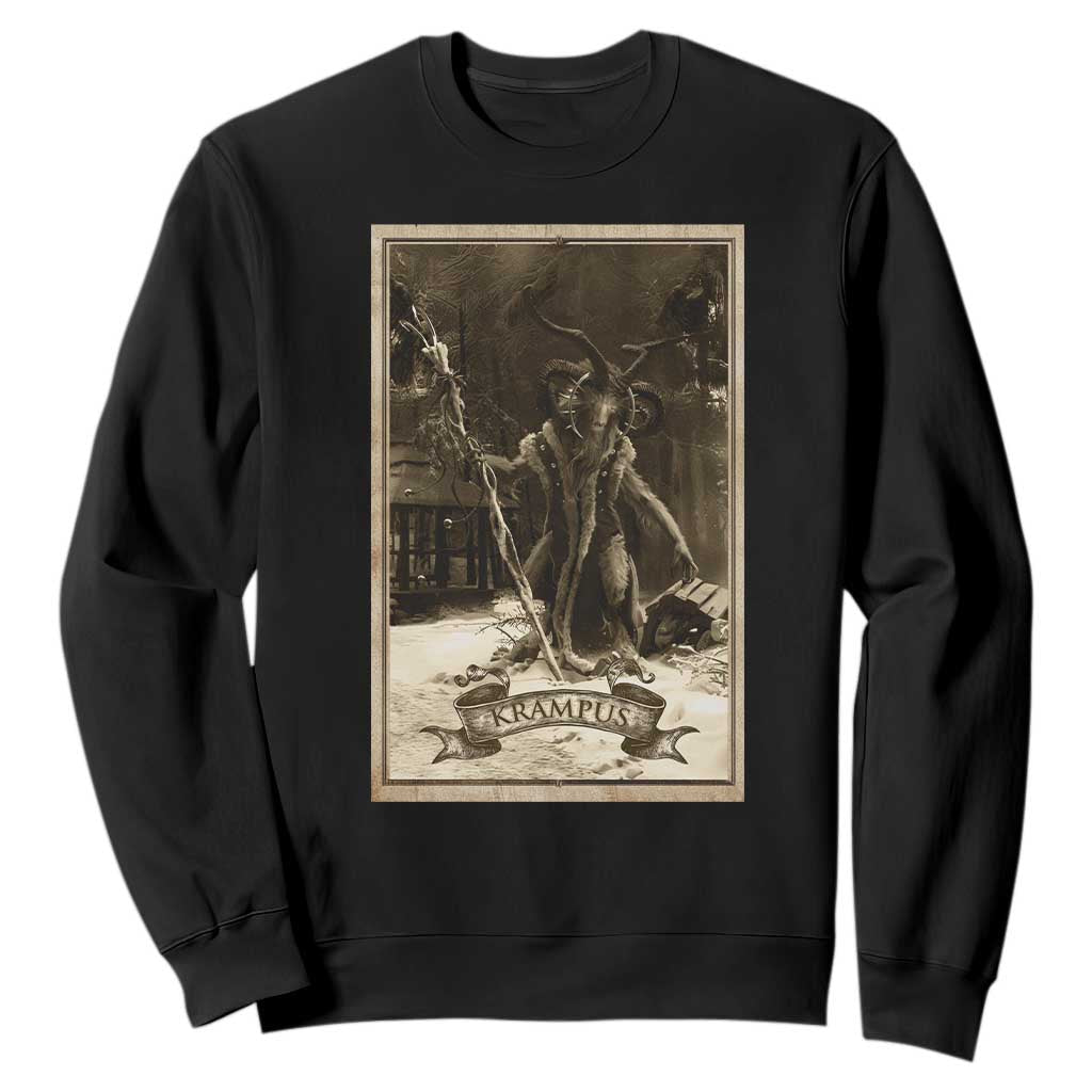Christmas Krampus Sweatshirt Xmas Horror Ugly Sweater Krampus Tarot Card Evil Pajama TS10 Black Print Your Wear
