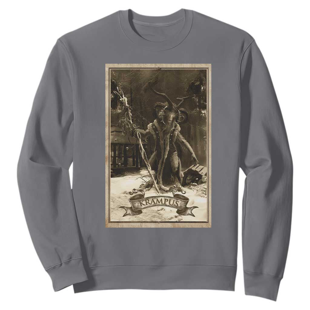 Christmas Krampus Sweatshirt Xmas Horror Ugly Sweater Krampus Tarot Card Evil Pajama TS10 Charcoal Print Your Wear