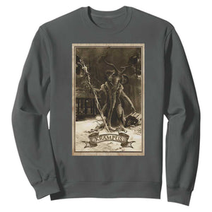 Christmas Krampus Sweatshirt Xmas Horror Ugly Sweater Krampus Tarot Card Evil Pajama TS10 Dark Heather Print Your Wear