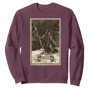 Christmas Krampus Sweatshirt Xmas Horror Ugly Sweater Krampus Tarot Card Evil Pajama TS10 Maroon Print Your Wear