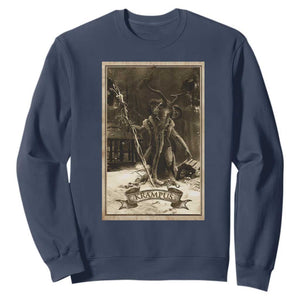 Christmas Krampus Sweatshirt Xmas Horror Ugly Sweater Krampus Tarot Card Evil Pajama TS10 Navy Print Your Wear