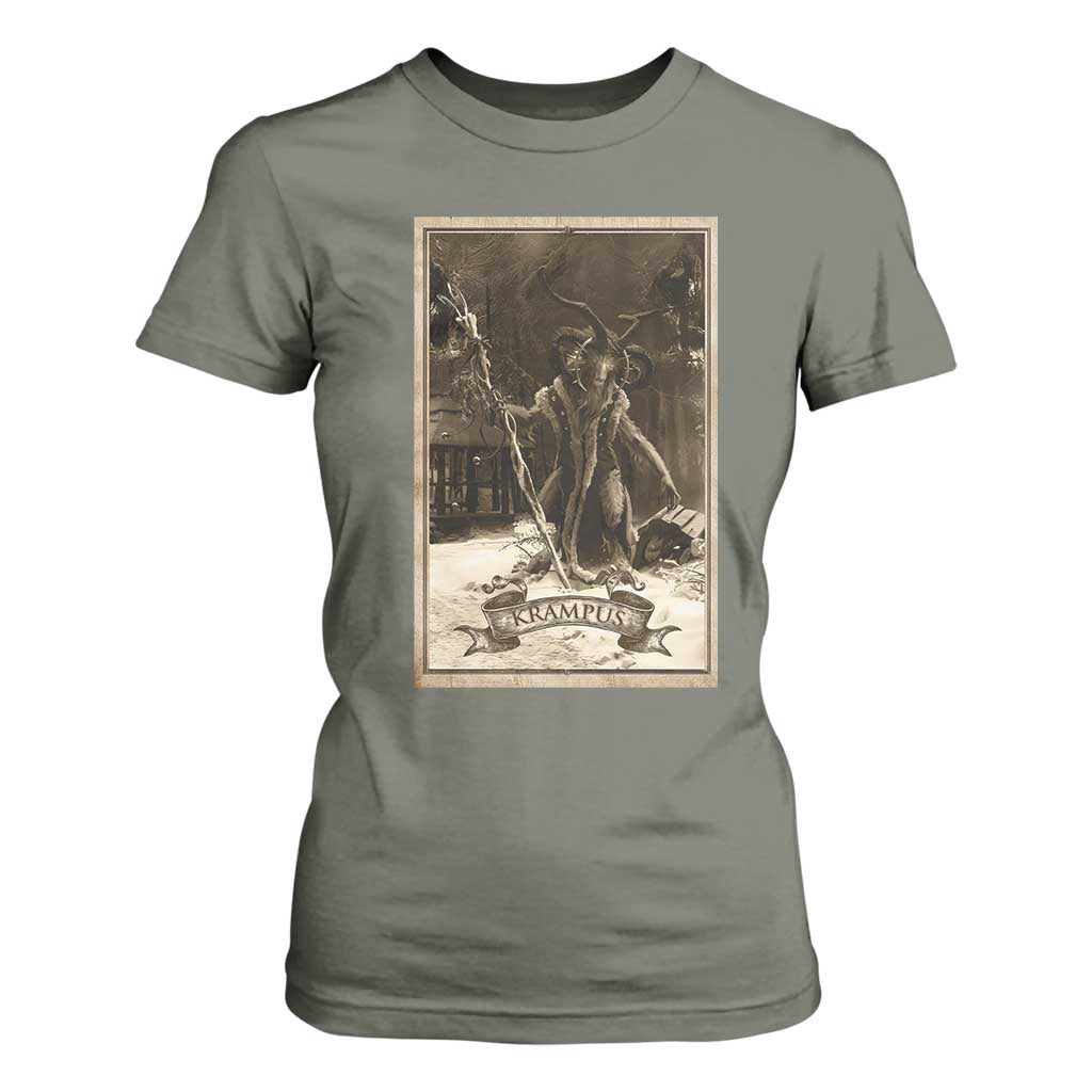 Christmas Krampus T Shirt For Women Xmas Horror Ugly Sweater Krampus Tarot Card Evil Pajama TS10 Military Green Print Your Wear