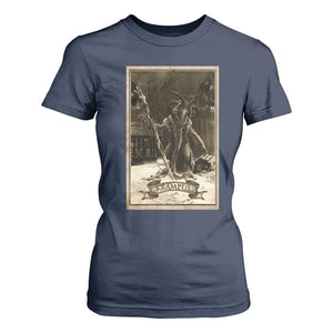 Christmas Krampus T Shirt For Women Xmas Horror Ugly Sweater Krampus Tarot Card Evil Pajama TS10 Navy Print Your Wear