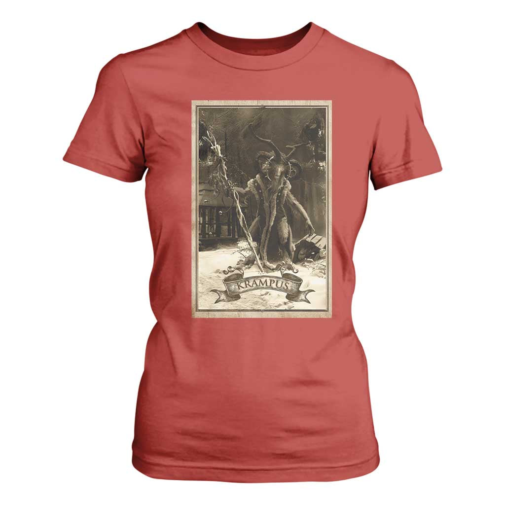 Christmas Krampus T Shirt For Women Xmas Horror Ugly Sweater Krampus Tarot Card Evil Pajama TS10 Red Print Your Wear