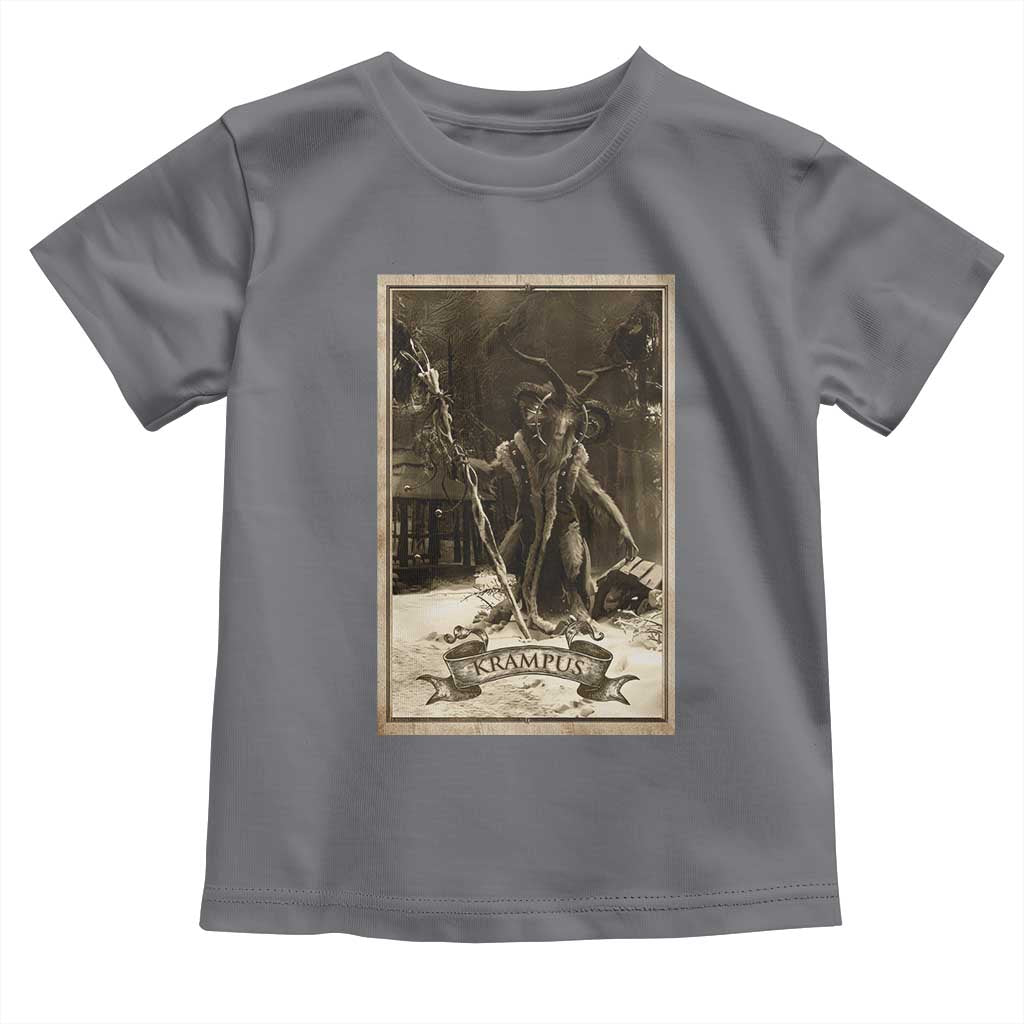 Christmas Krampus Toddler T Shirt Xmas Horror Ugly Sweater Krampus Tarot Card Evil Pajama TS10 Charcoal Print Your Wear