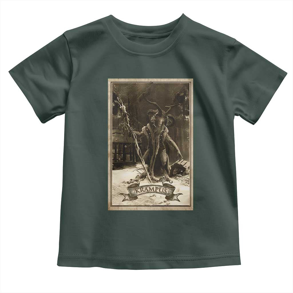 Christmas Krampus Toddler T Shirt Xmas Horror Ugly Sweater Krampus Tarot Card Evil Pajama TS10 Dark Forest Green Print Your Wear