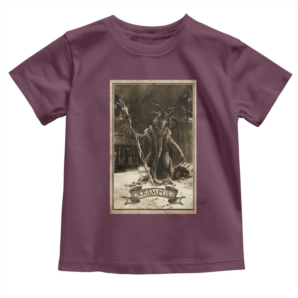 Christmas Krampus Toddler T Shirt Xmas Horror Ugly Sweater Krampus Tarot Card Evil Pajama TS10 Maroon Print Your Wear