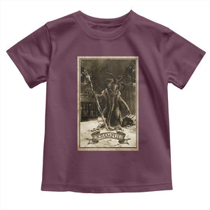 Christmas Krampus Toddler T Shirt Xmas Horror Ugly Sweater Krampus Tarot Card Evil Pajama TS10 Maroon Print Your Wear