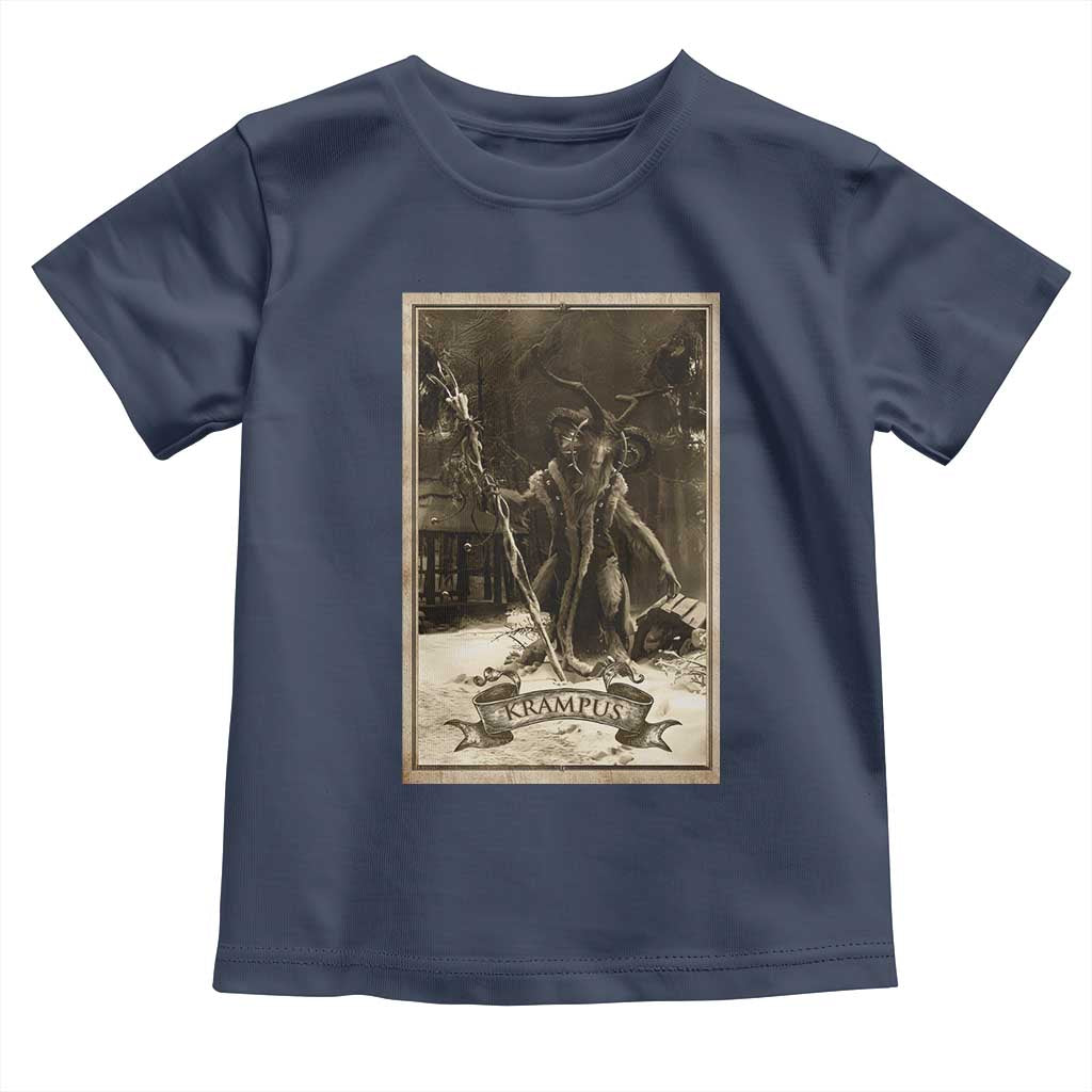 Christmas Krampus Toddler T Shirt Xmas Horror Ugly Sweater Krampus Tarot Card Evil Pajama TS10 Navy Print Your Wear