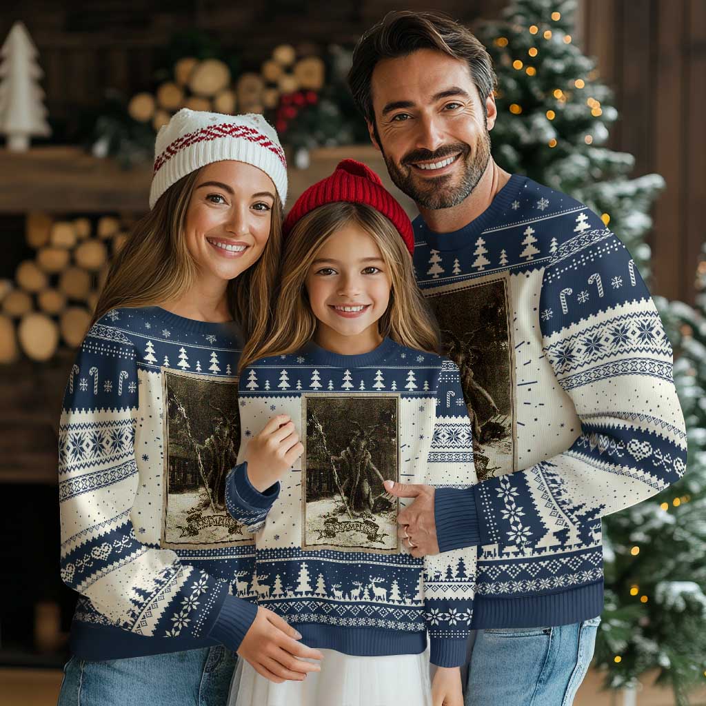 Krampus Ugly Christmas Sweater Xmas Horror Ugly Sweater Krampus Tarot Card Evil Pajama TS10 Navy Print Your Wear