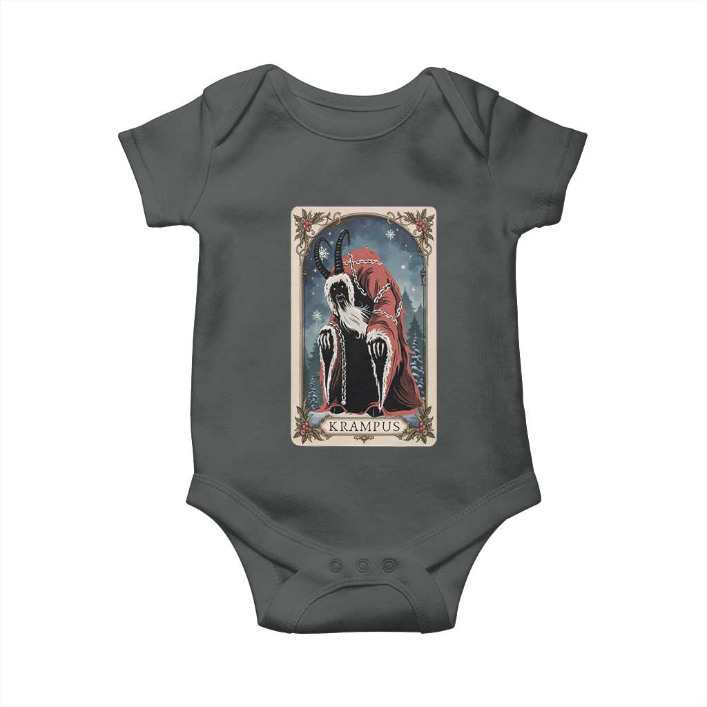 Christmas Krampus Baby Onesie Tarot Card Xmas Horror Ugly Sweater Evil Pajama TS10 Dark Heather Print Your Wear
