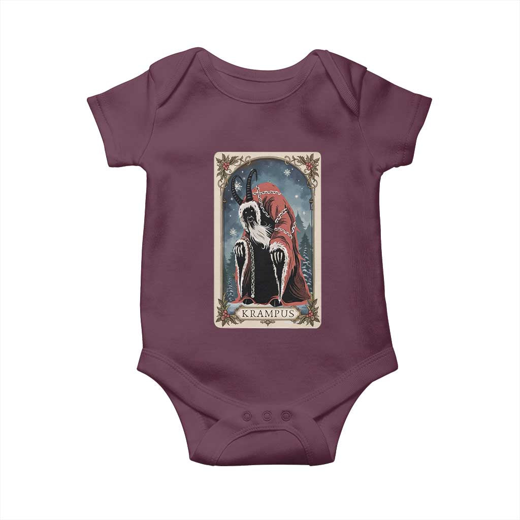Christmas Krampus Baby Onesie Tarot Card Xmas Horror Ugly Sweater Evil Pajama TS10 Maroon Print Your Wear