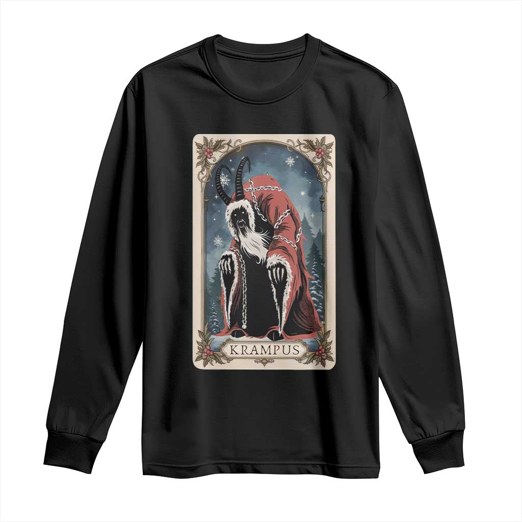 Christmas Krampus Long Sleeve Shirt Tarot Card Xmas Horror Ugly Sweater Evil Pajama TS10 Black Print Your Wear