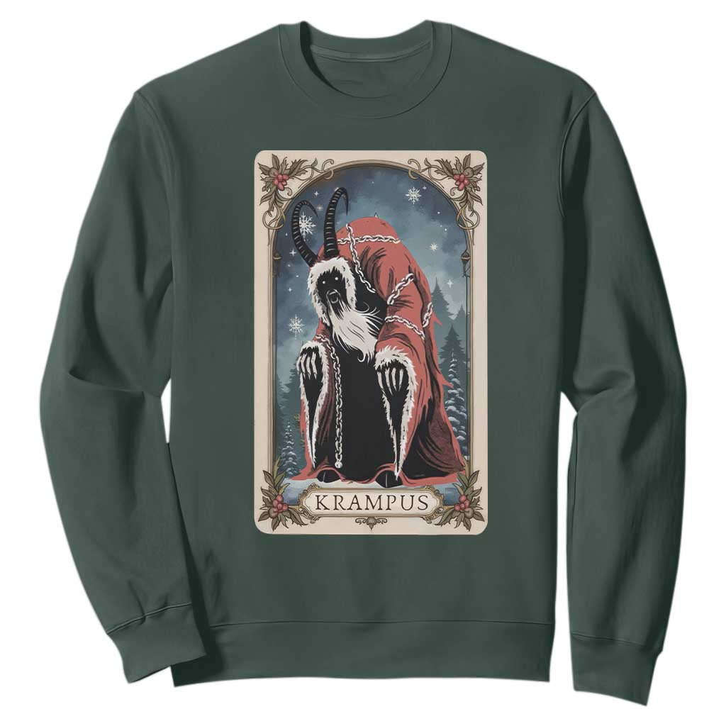 Christmas Krampus Sweatshirt Tarot Card Xmas Horror Ugly Sweater Evil Pajama TS10 Dark Forest Green Print Your Wear
