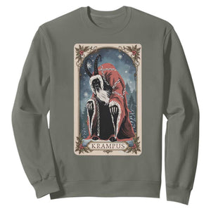 Christmas Krampus Sweatshirt Tarot Card Xmas Horror Ugly Sweater Evil Pajama TS10 Military Green Print Your Wear