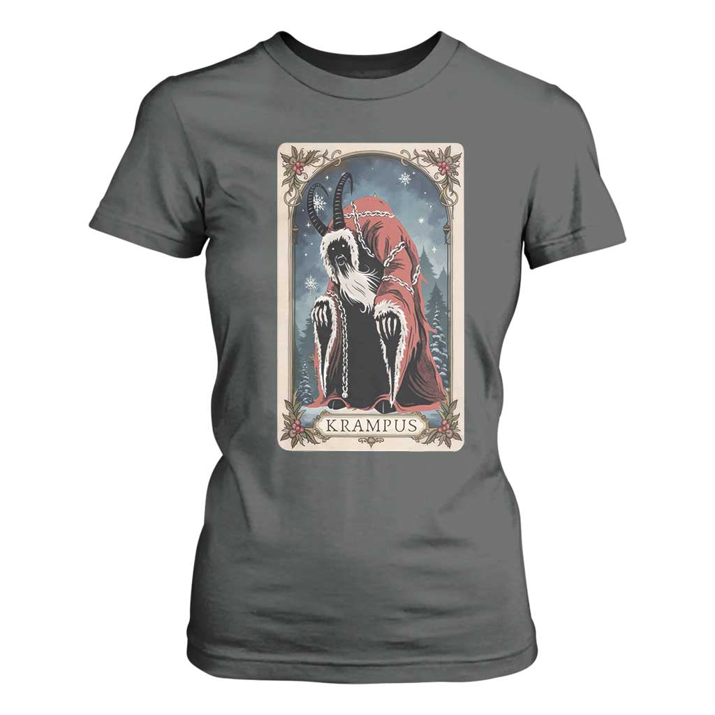 Christmas Krampus T Shirt For Women Tarot Card Xmas Horror Ugly Sweater Evil Pajama TS10 Dark Heather Print Your Wear