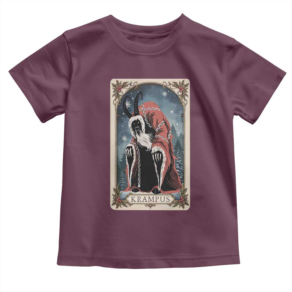 Christmas Krampus Toddler T Shirt Tarot Card Xmas Horror Ugly Sweater Evil Pajama TS10 Maroon Print Your Wear