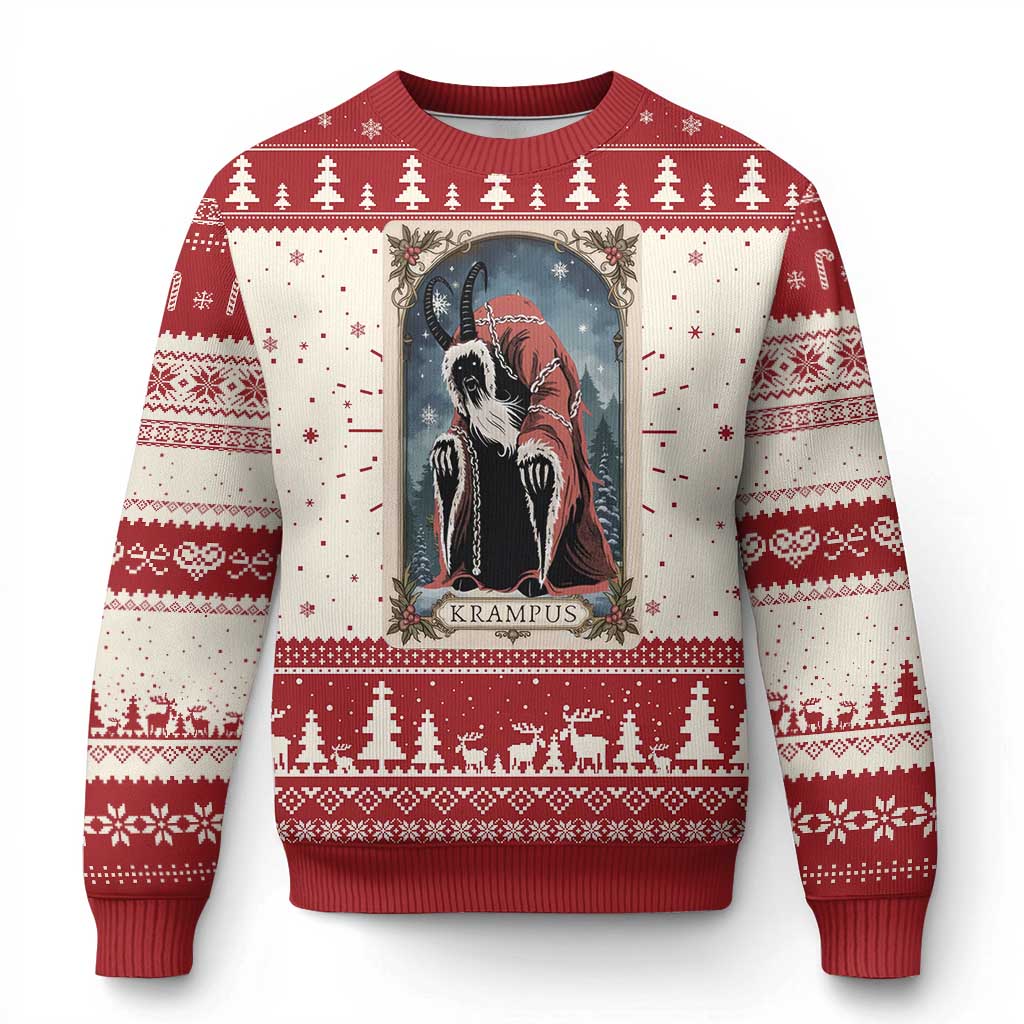 Krampus Ugly Christmas Sweater Tarot Card Xmas Horror Ugly Sweater Evil Pajama TS10 Red Print Your Wear