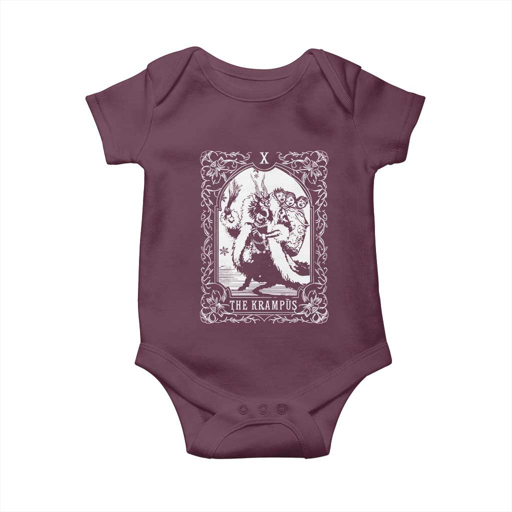 Christmas Krampus Baby Onesie The Krampus Tarot Card Goth Xmas TS10 Maroon Print Your Wear