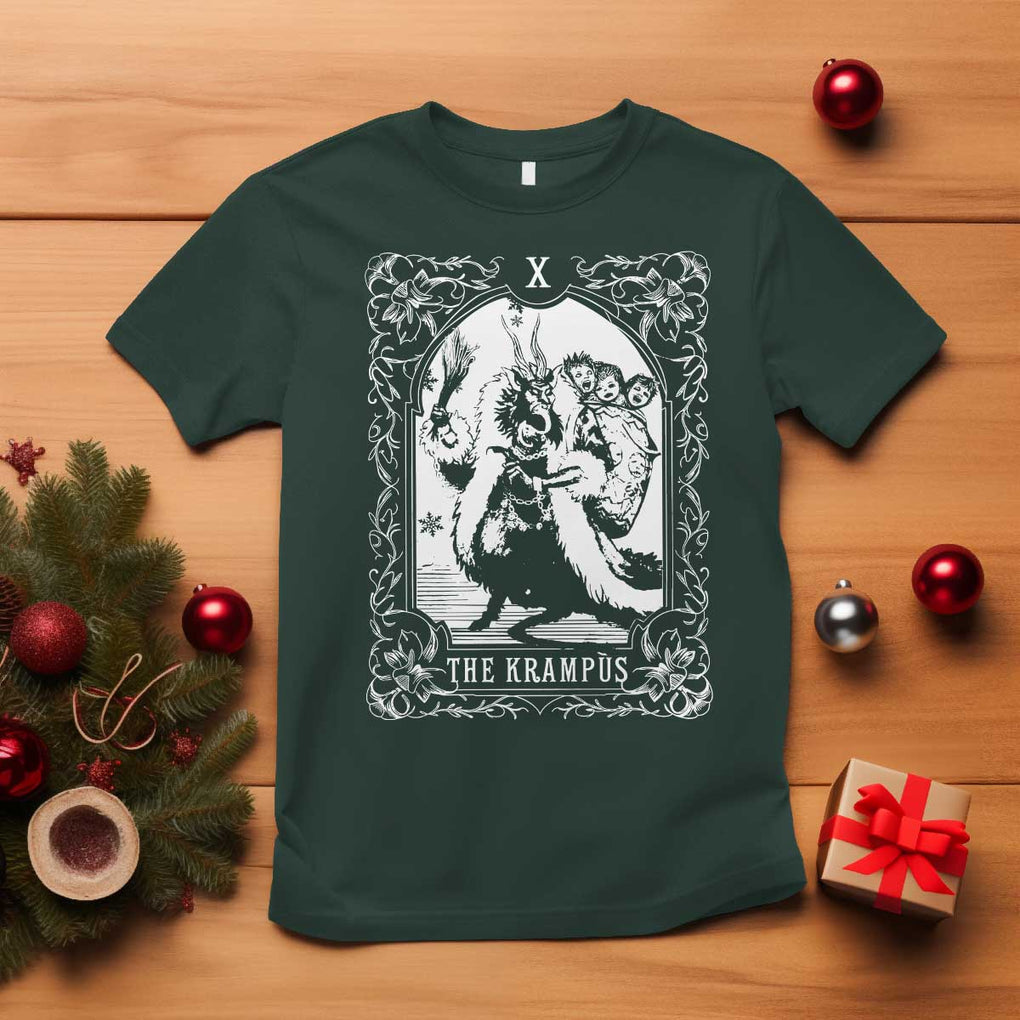 Christmas Krampus T Shirt The Krampus Tarot Card Goth Xmas TS10 Dark Forest Green Print Your Wear