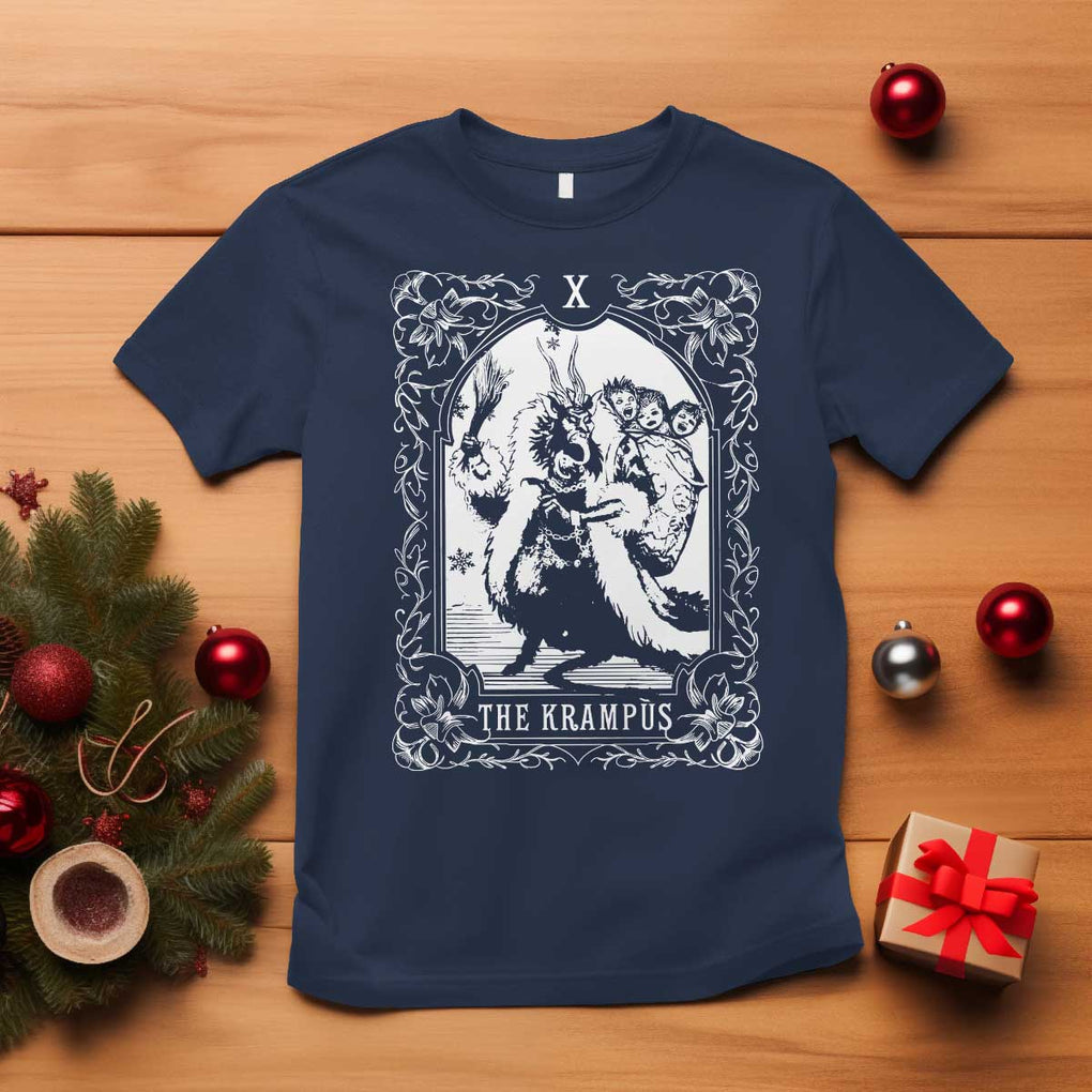 Christmas Krampus T Shirt The Krampus Tarot Card Goth Xmas TS10 Navy Print Your Wear