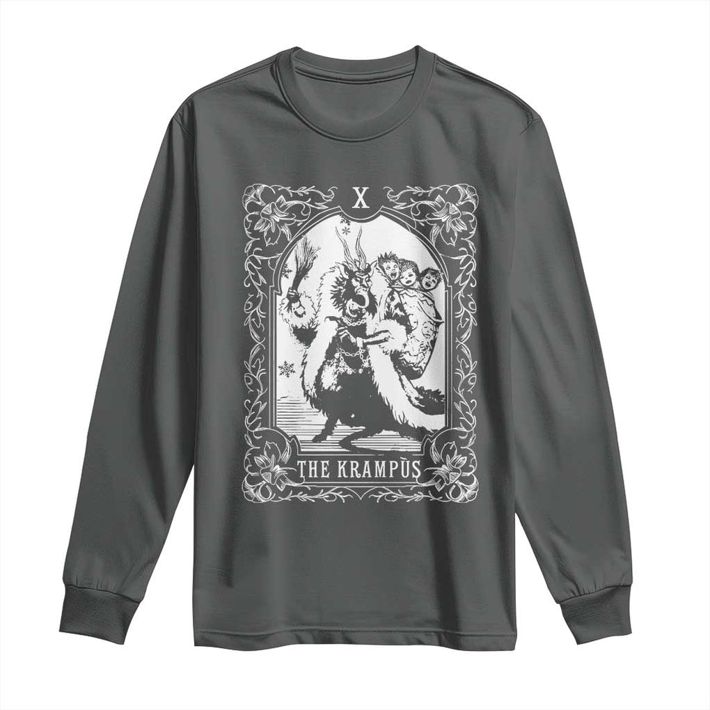 Christmas Krampus Long Sleeve Shirt The Krampus Tarot Card Goth Xmas TS10 Dark Heather Print Your Wear