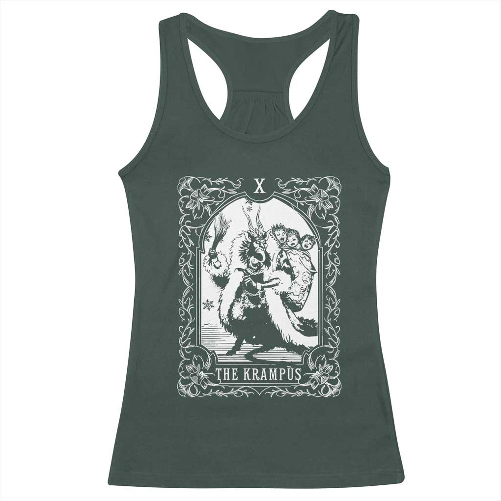 Christmas Krampus Racerback Tank Top The Krampus Tarot Card Goth Xmas TS10 Dark Forest Green Print Your Wear