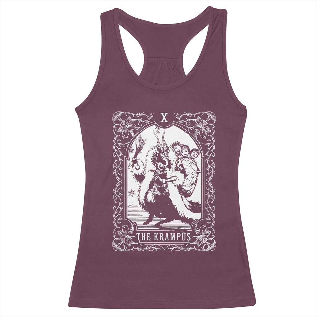 Christmas Krampus Racerback Tank Top The Krampus Tarot Card Goth Xmas TS10 Maroon Print Your Wear