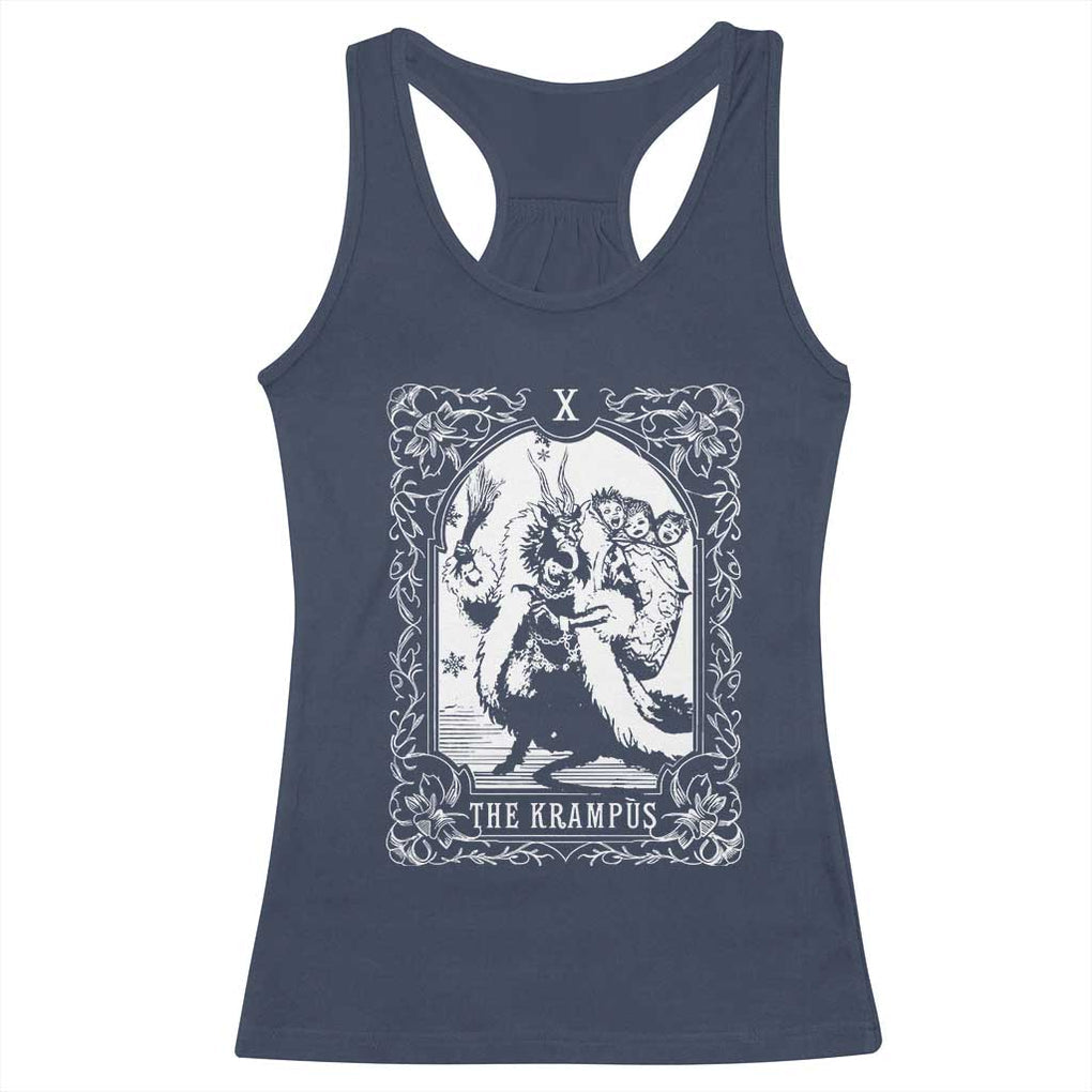 Christmas Krampus Racerback Tank Top The Krampus Tarot Card Goth Xmas TS10 Navy Print Your Wear