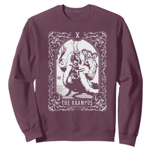 Christmas Krampus Sweatshirt The Krampus Tarot Card Goth Xmas TS10 Maroon Print Your Wear